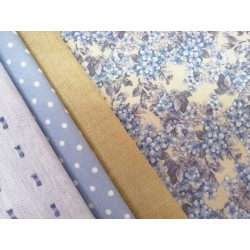 Combinación estampado flores viyela en celeste
