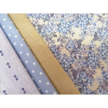 Combinación estampado flores viyela en celeste