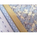 Combinación estampado flores viyela en celeste