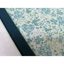 Combinación estampado flores y corazones  viyela en verde