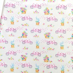 ALGODON BICICLETAS Y FLORES