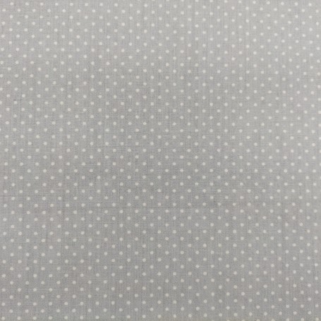 POPELIN ALGODÓN  GRIS TOPITO BLANCO