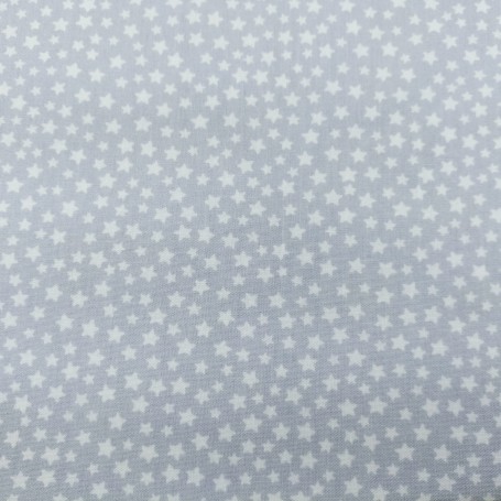TELA DE ALGODÓN  GRIS, ESTRELLA BLANCA