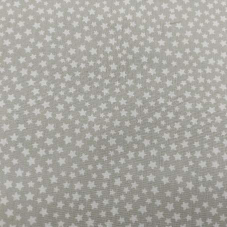 TELA DE ALGODÓN  TAUPE, ESTRELLA BLANCA