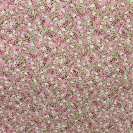 TELA ALGODON FLORES  FONDO ROSA