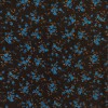 TELA DE GASA MARRON OSCURO, FLORES EN TURQUESA