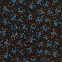 TELA DE GASA MARRON OSCURO, FLORES EN TURQUESA