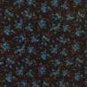 TELA DE GASA MARRON OSCURO, FLORES EN TURQUESA