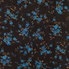 Tela de gasa marron oscuro con flores en turquesa