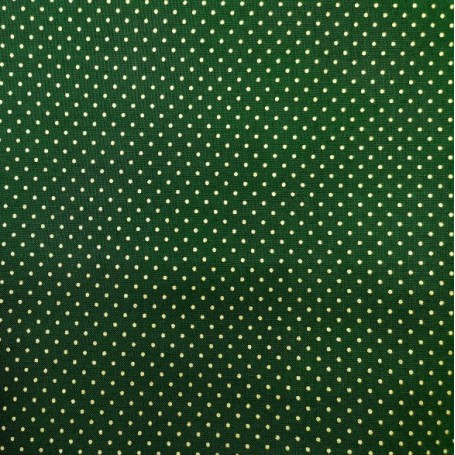 Tela de  algodón topitos fondo verde Navidad