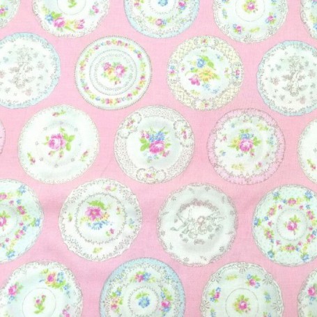 Tela de  algodón estampado vajilla