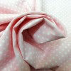 Tela algodón  rosa bebe topo blanco