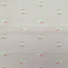 Tela de  algodón  patitos y conejos, fondo rosa
