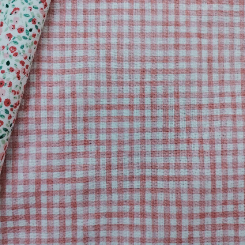 Tela algodón - Cuadros grandes vichy rosa empolvado (9,50€/metro) - MORENTE  Tejidos y Vestidos