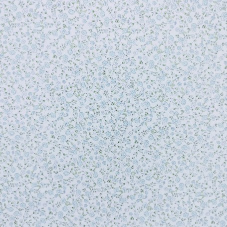 TELA ALGODON ESTAMPADO FLORECITAS  CELESTE BEBE