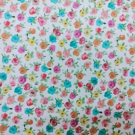 TELA ALGODON ESTAMPADO FLORECITAS  MULTICOLOR