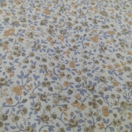 TELA VIYELA ESTAMPADA FLORES CELESTE