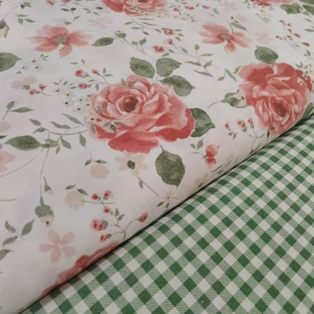 TELA VIYELA FLORES GRANDES EN ROSA